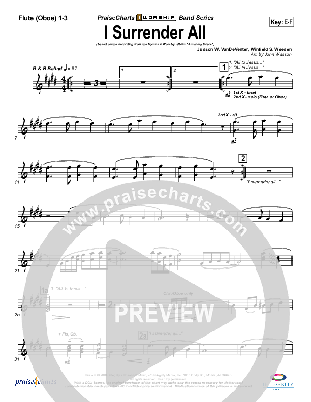 I Surrender All Flute/Oboe 1/2/3 (Israel Houghton)