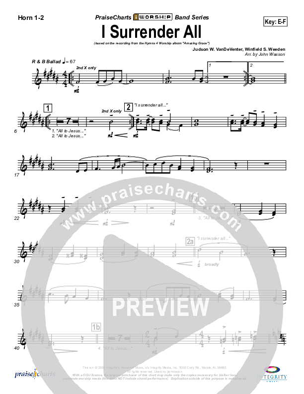 I Surrender All French Horn 1/2 (Israel Houghton)