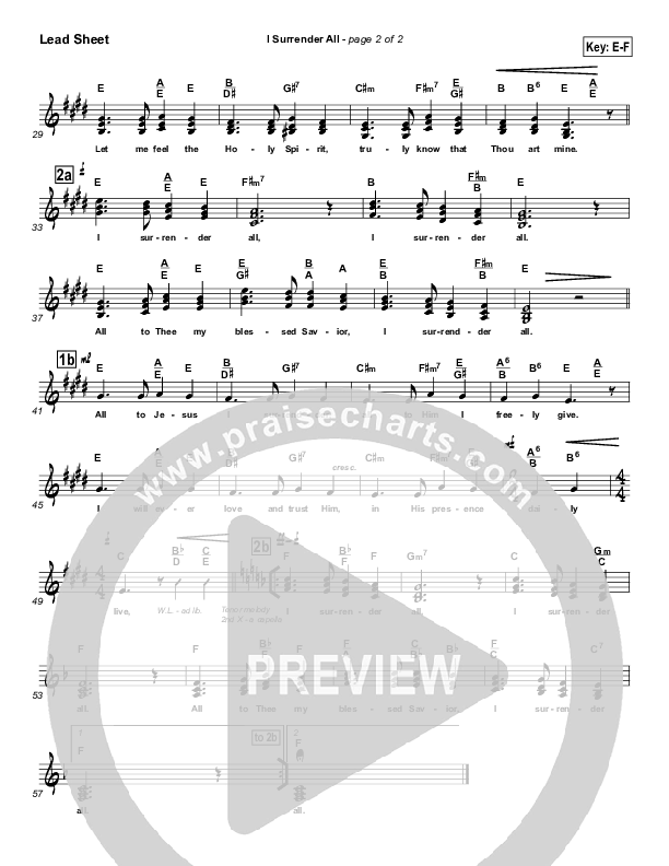 I Surrender All Lead Sheet (SAT) (Israel Houghton)