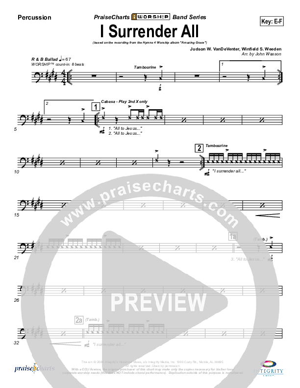 I Surrender All Percussion (Israel Houghton)