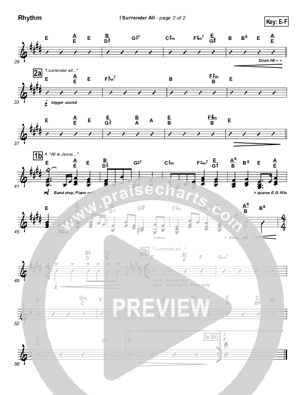 I Surrender All Rhythm Chart (Israel Houghton)