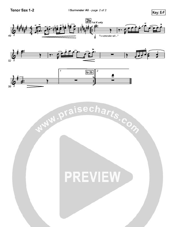 I Surrender All Tenor Sax 1/2 (Israel Houghton)