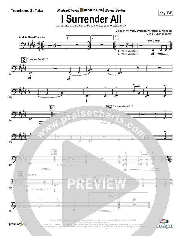 I Surrender All Trombone 3/Tuba (Israel Houghton)