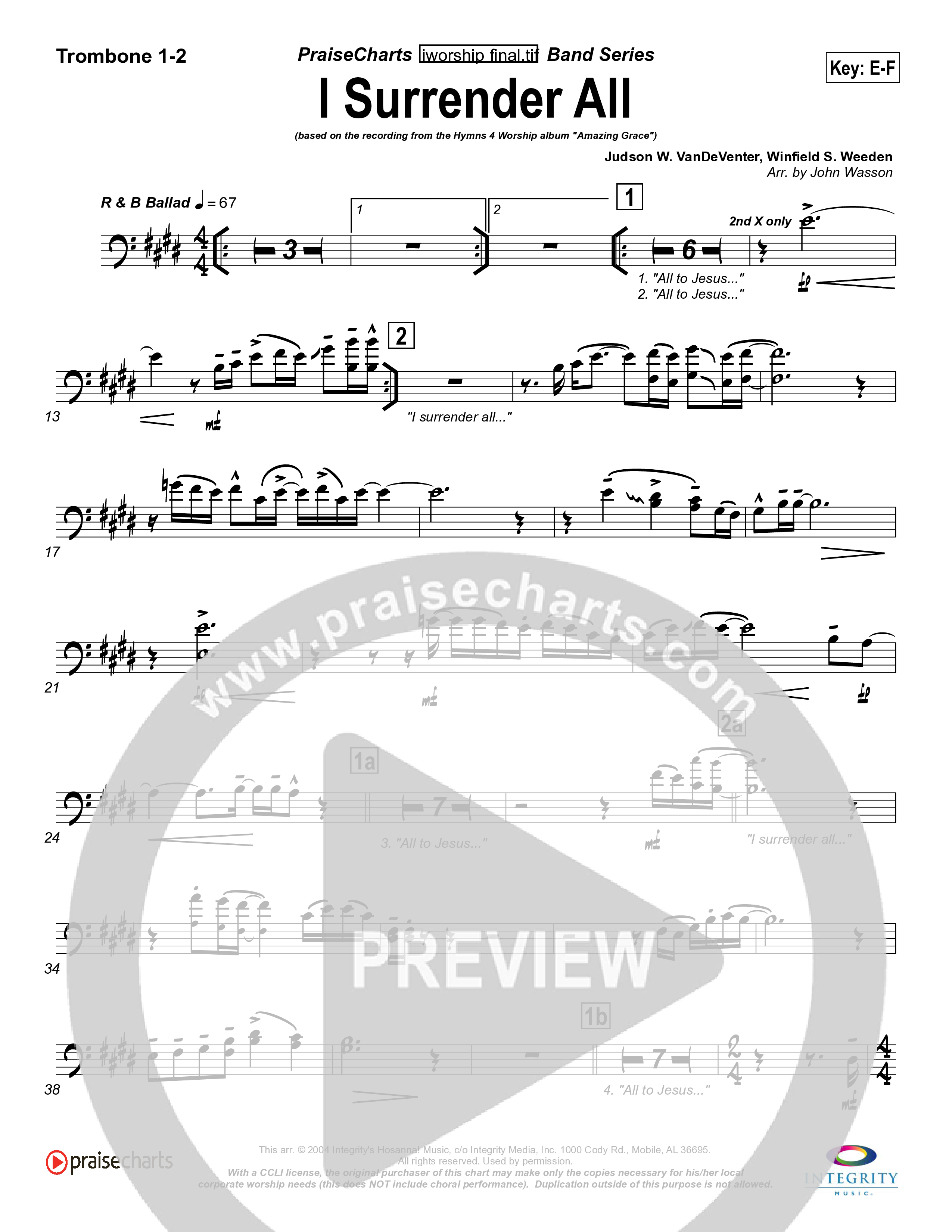 I Surrender All Trombone 1/2 (Israel Houghton)