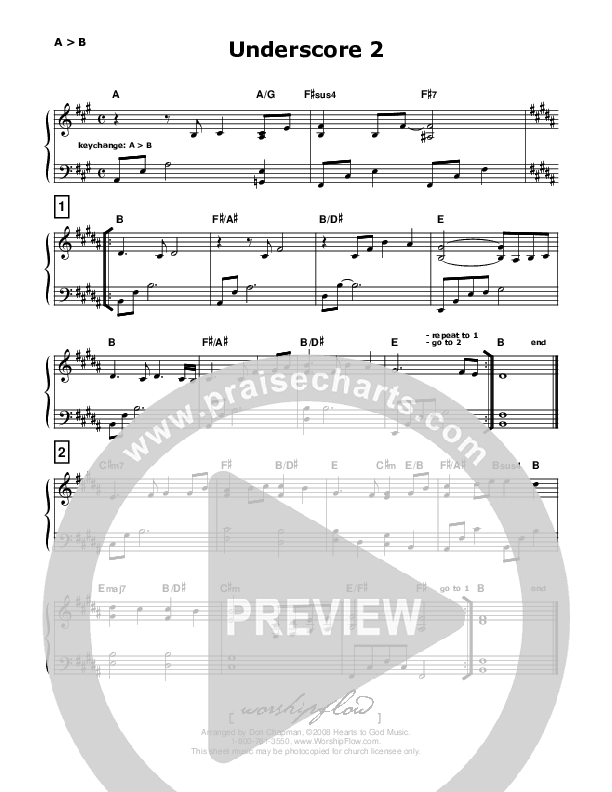 Underscore 02 (like Here I Am To Worship)   Piano Sheet (Don Chapman)