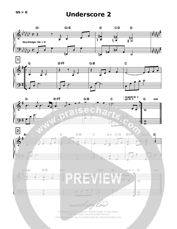 Underscore 02 (like Here I Am To Worship)   Piano Sheet (Don Chapman)