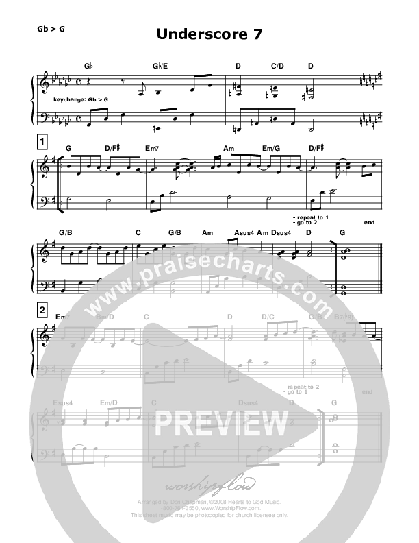 Underscore 07 (Walkdown Pattern)   Piano Sheet (Don Chapman)
