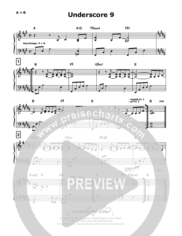 Underscore 09 (like Blessed Be Your Name)   Piano Sheet (Don Chapman)