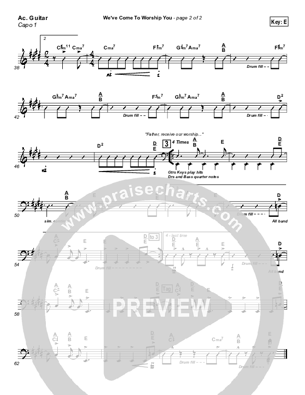 We've Come To Worship You Acoustic Guitar (Capo 1) (Lakewood Church)