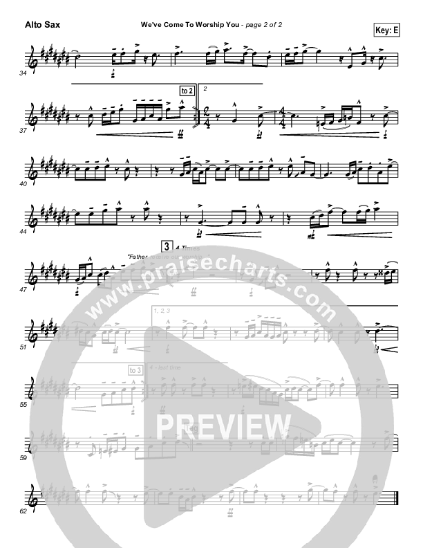 We've Come To Worship You Alto Sax (Lakewood Church)