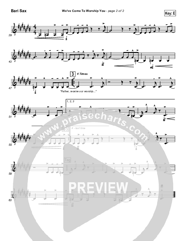 We've Come To Worship You Bari Sax (Lakewood Church)