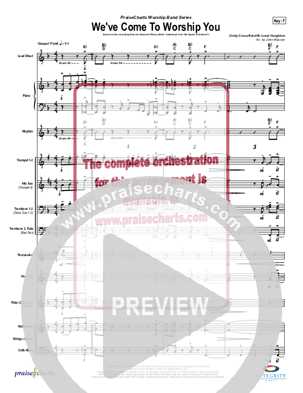 We've Come To Worship You Conductor's Score (Lakewood Church)