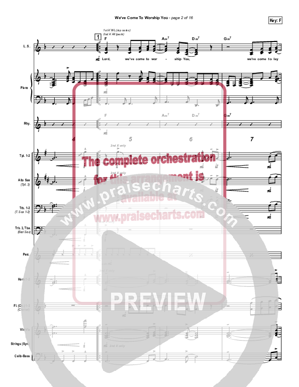 We've Come To Worship You Conductor's Score (Lakewood Church)