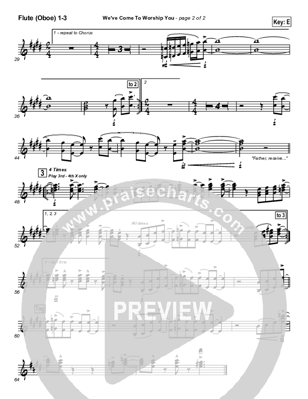 We've Come To Worship You Flute/Oboe 1/2/3 (Lakewood Church)