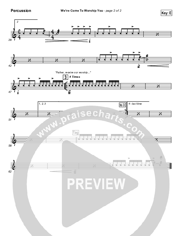 We've Come To Worship You Percussion (Lakewood Church)