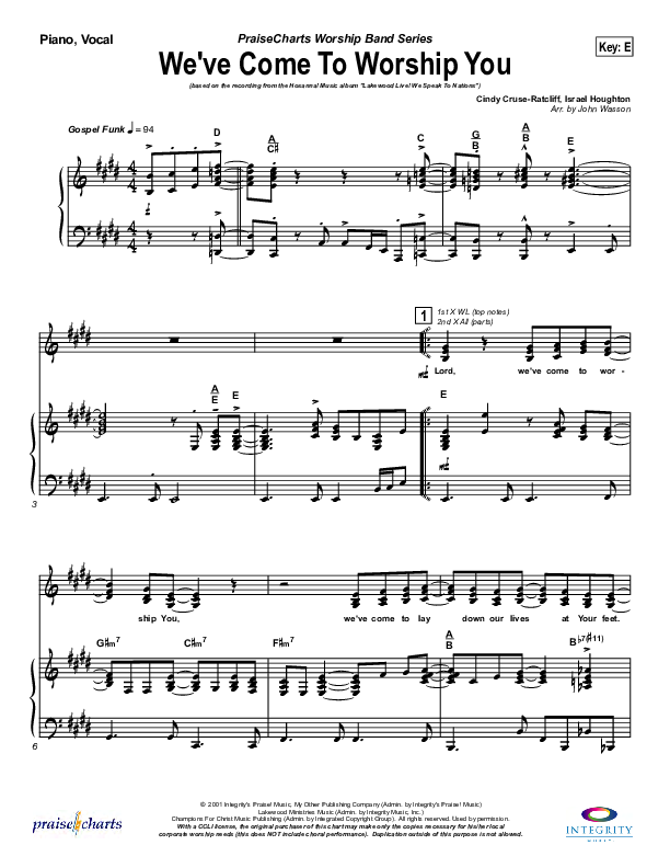 We've Come To Worship You Orchestration (Lakewood Church)