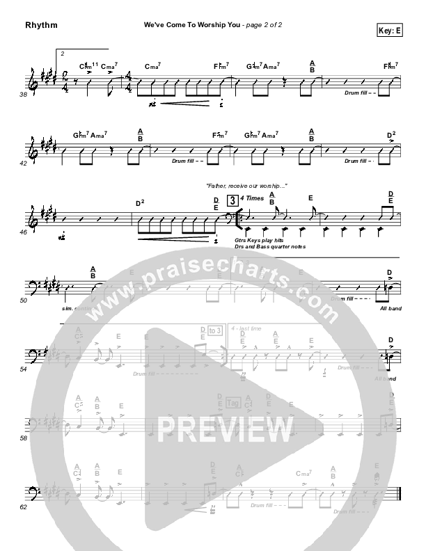 We've Come To Worship You Rhythm Chart (Lakewood Church)