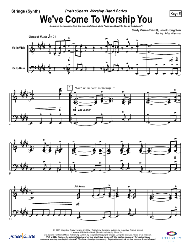 We've Come To Worship You Synth Strings (Lakewood Church)