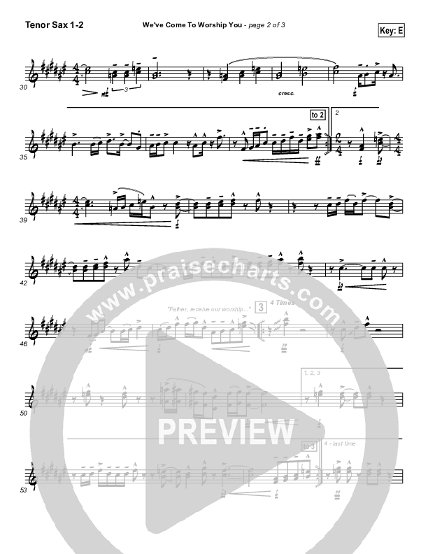 We've Come To Worship You Tenor Sax 1/2 (Lakewood Church)