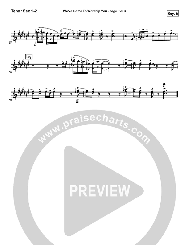 We've Come To Worship You Tenor Sax 1/2 (Lakewood Church)