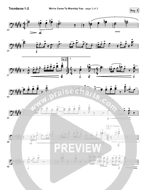 We've Come To Worship You Trombone 1/2 (Lakewood Church)