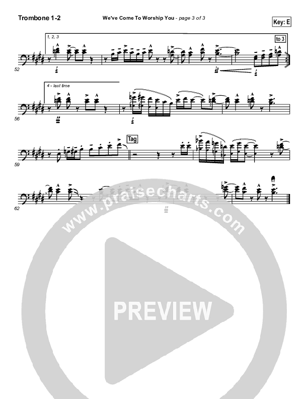 We've Come To Worship You Trombone 1/2 (Lakewood Church)