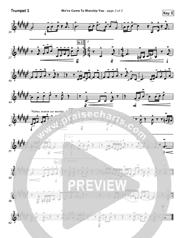 We've Come To Worship You Trumpet 3 (Lakewood Church)