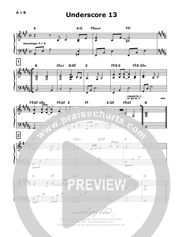 Underscore 13 (like Everlasting God) Piano Sheet (Don Chapman)