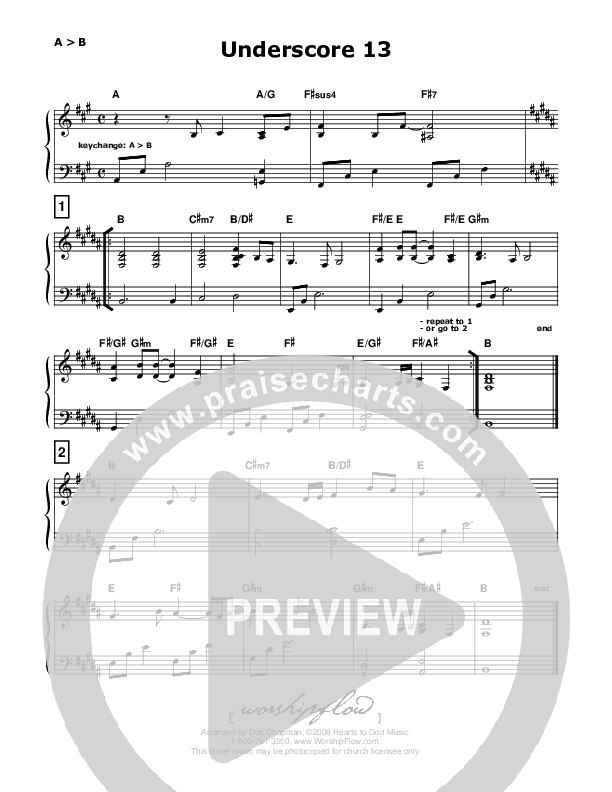 Underscore 13 (like Everlasting God) Piano Sheet (Don Chapman)