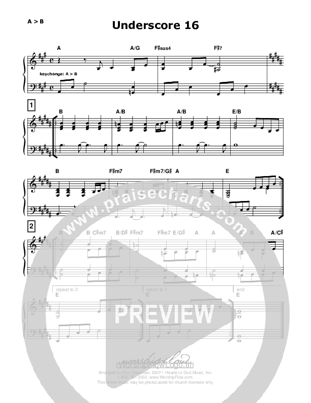 Underscore 16 (like Revelation Song) Piano Sheet (Don Chapman)