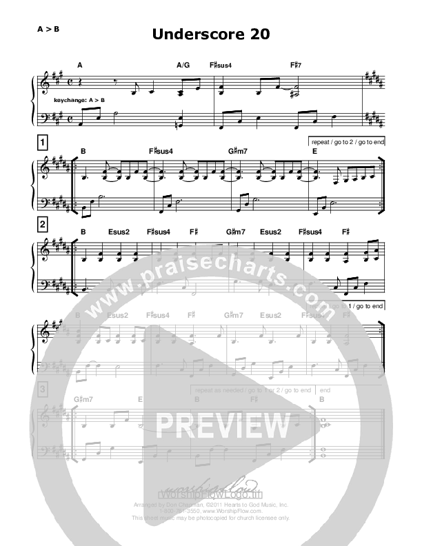 Underscore 20 (like Holy Is The Lord) Piano Sheet (Don Chapman)