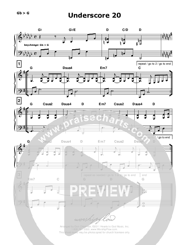 Underscore 20 (like Holy Is The Lord) Piano Sheet (Don Chapman)