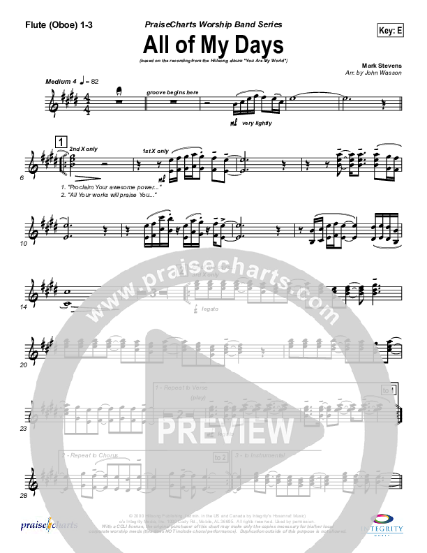 All Of My Days Wind Pack (Hillsong Worship)