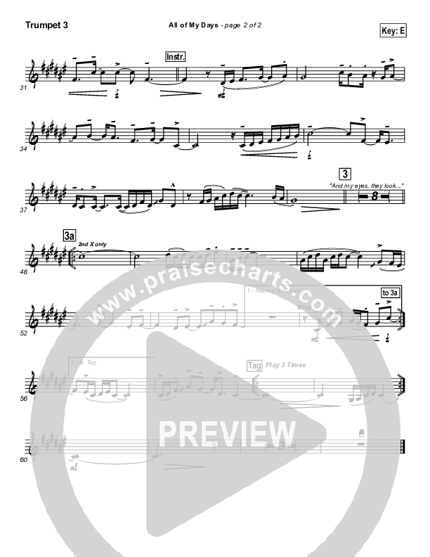 All Of My Days Trumpet 3 (Hillsong Worship)