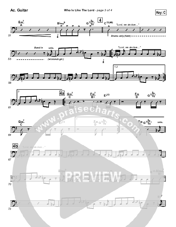 Who Is Like The Lord Acoustic Guitar (Israel Houghton)