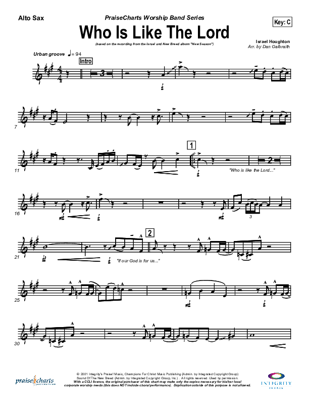 Who Is Like The Lord Alto Sax (Israel Houghton)