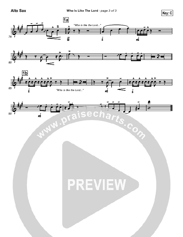 Who Is Like The Lord Alto Sax (Israel Houghton)