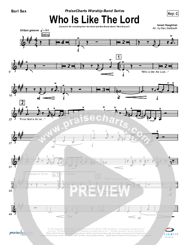 Who Is Like The Lord Bari Sax (Israel Houghton)