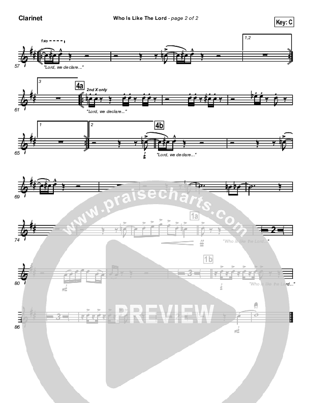 Who Is Like The Lord Clarinet (Israel Houghton)