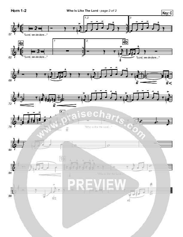 Who Is Like The Lord French Horn 1/2 (Israel Houghton)