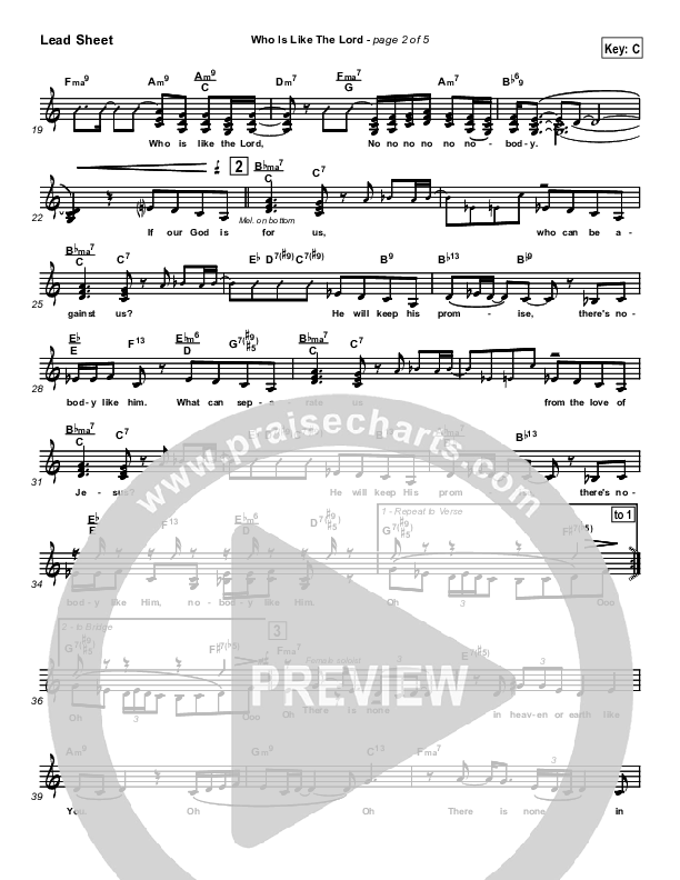 Who Is Like The Lord Lead Sheet (SAT) (Israel Houghton)
