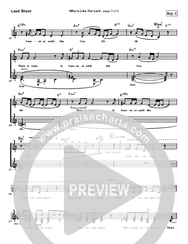 Who Is Like The Lord Lead Sheet (SAT) (Israel Houghton)