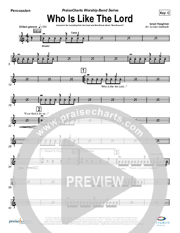 Who Is Like The Lord Percussion (Israel Houghton)