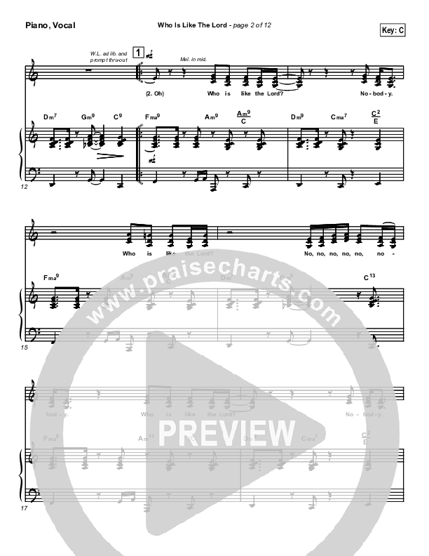 Who Is Like The Lord Piano/Vocal Pack (Israel Houghton)