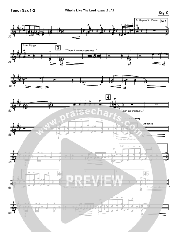 Who Is Like The Lord Tenor Sax 1/2 (Israel Houghton)