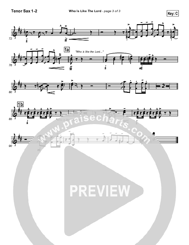 Who Is Like The Lord Tenor Sax 1/2 (Israel Houghton)