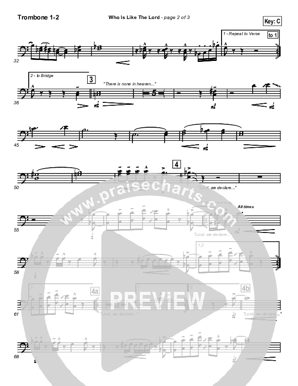 Who Is Like The Lord Trombone 1/2 (Israel Houghton)