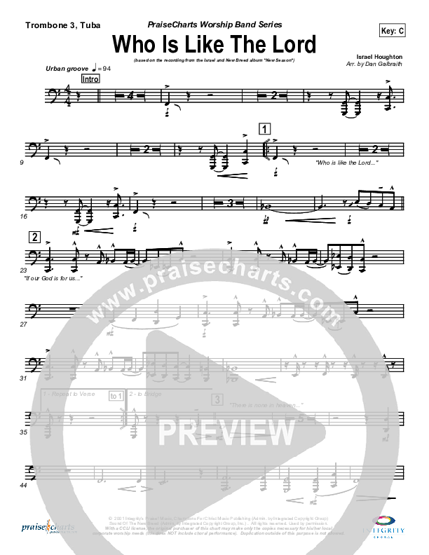 Who Is Like The Lord Trombone 3/Tuba (Israel Houghton)