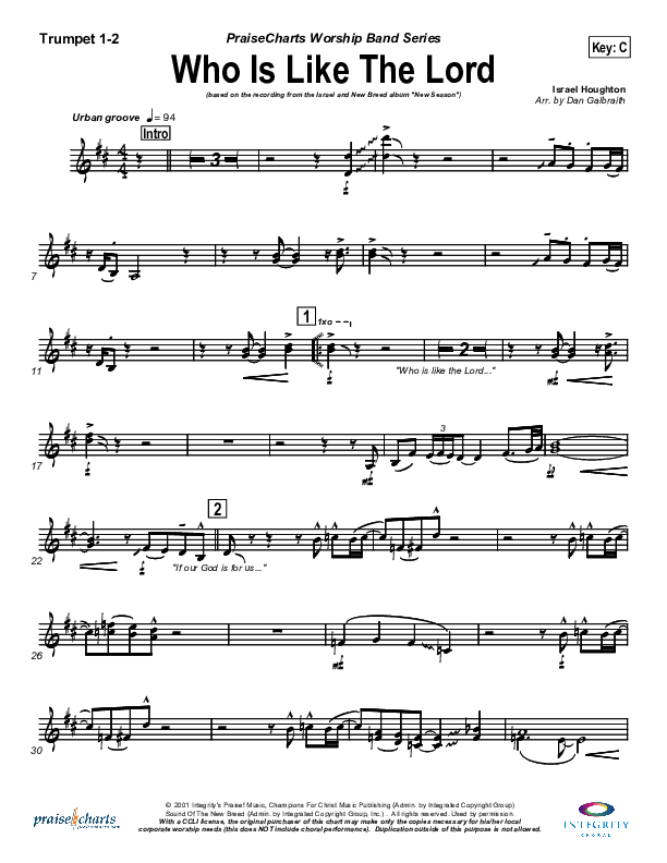 Who Is Like The Lord Trumpet 1,2 (Israel Houghton)
