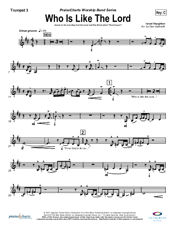 Who Is Like The Lord Trumpet 3 (Israel Houghton)